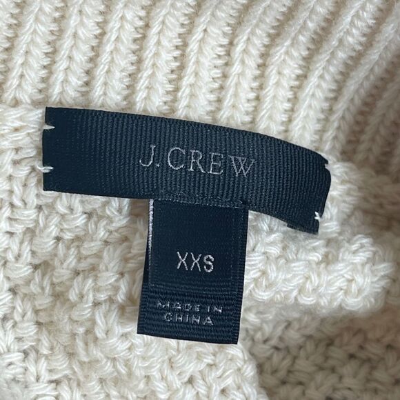 J. Crew Wool Blend Cable Knit Turtleneck Ruffle Trim Sweater Sz XXS - Picture 3 of 6